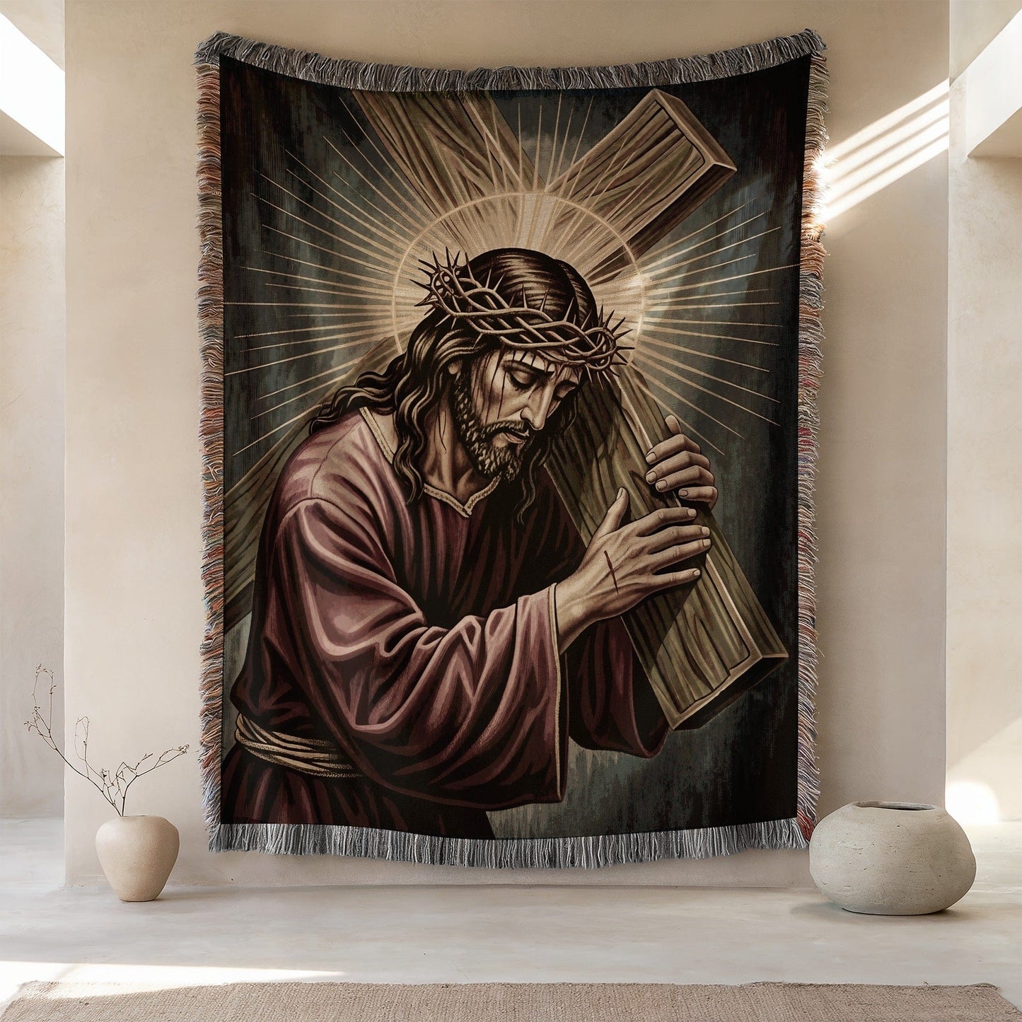 Jesus Christ Carrying the Cross Tapestry Wall Art