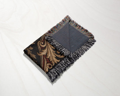 CalmNestStyle Order of Malta Crowned Crest Navy Laurel Woven Blanket jacquard woven blanket