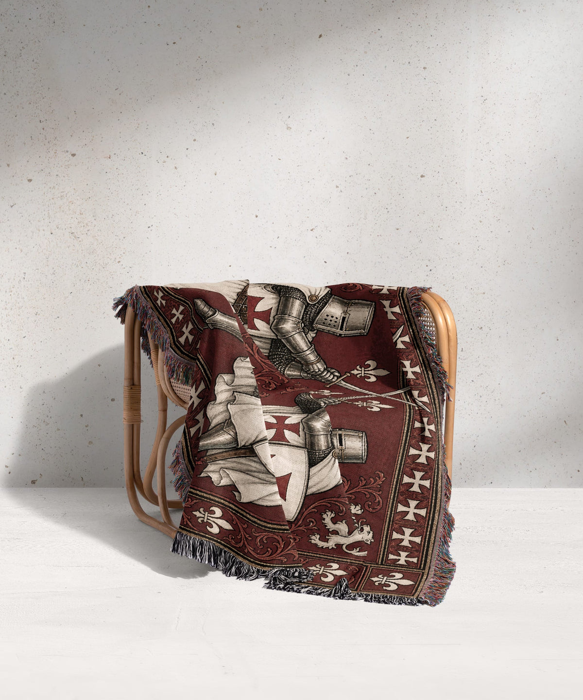 MyDesigns Medieval Blanket – Two Templar Knights Crossing Swords Woven Throw jacquard woven blanket