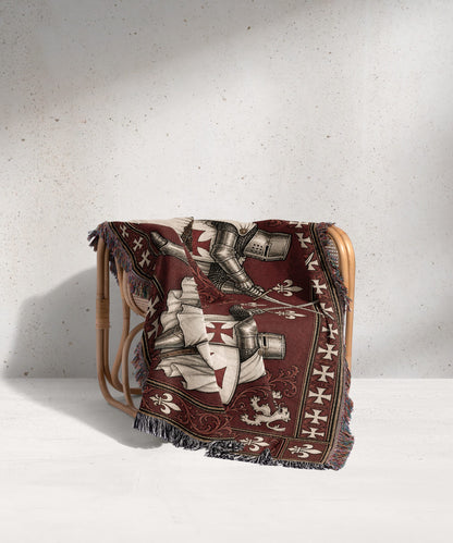 MyDesigns Medieval Blanket – Two Templar Knights Crossing Swords Woven Throw jacquard woven blanket