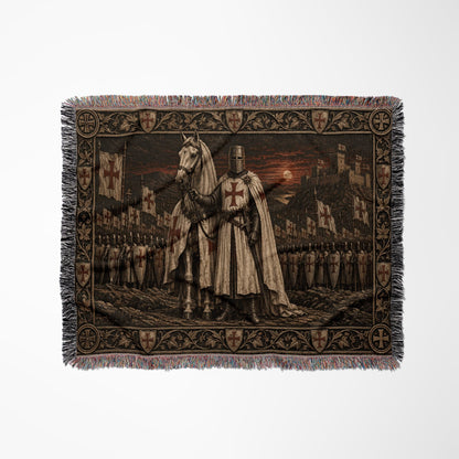 MyDesigns Templar Knight and White Horse jacquard woven blanket