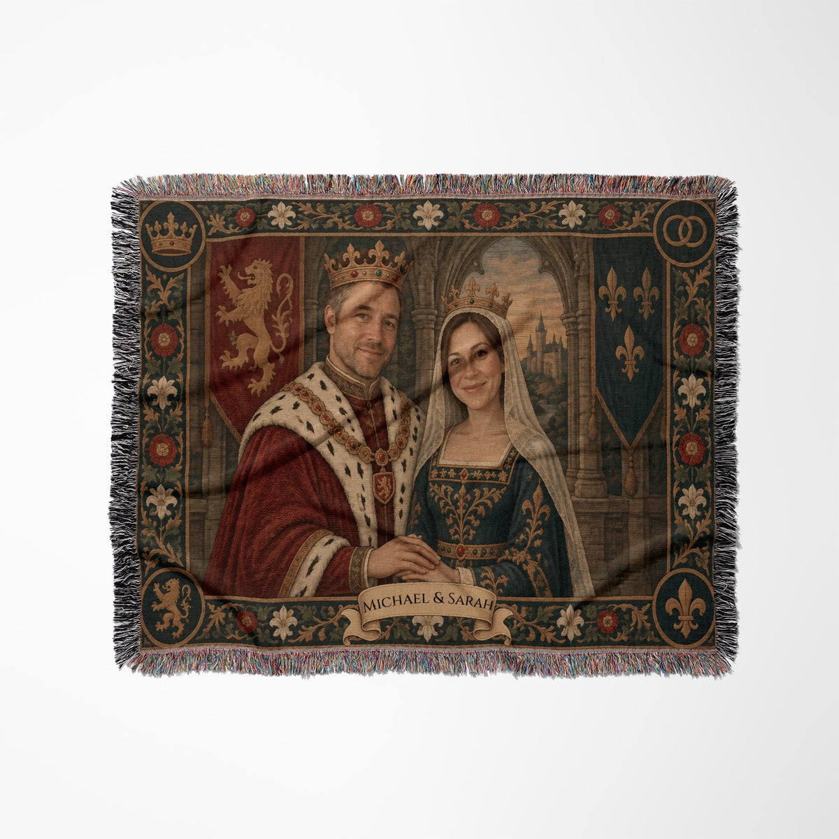 MyDesigns Crowned Together I Your Royal Couple Portrait jacquard woven blanket