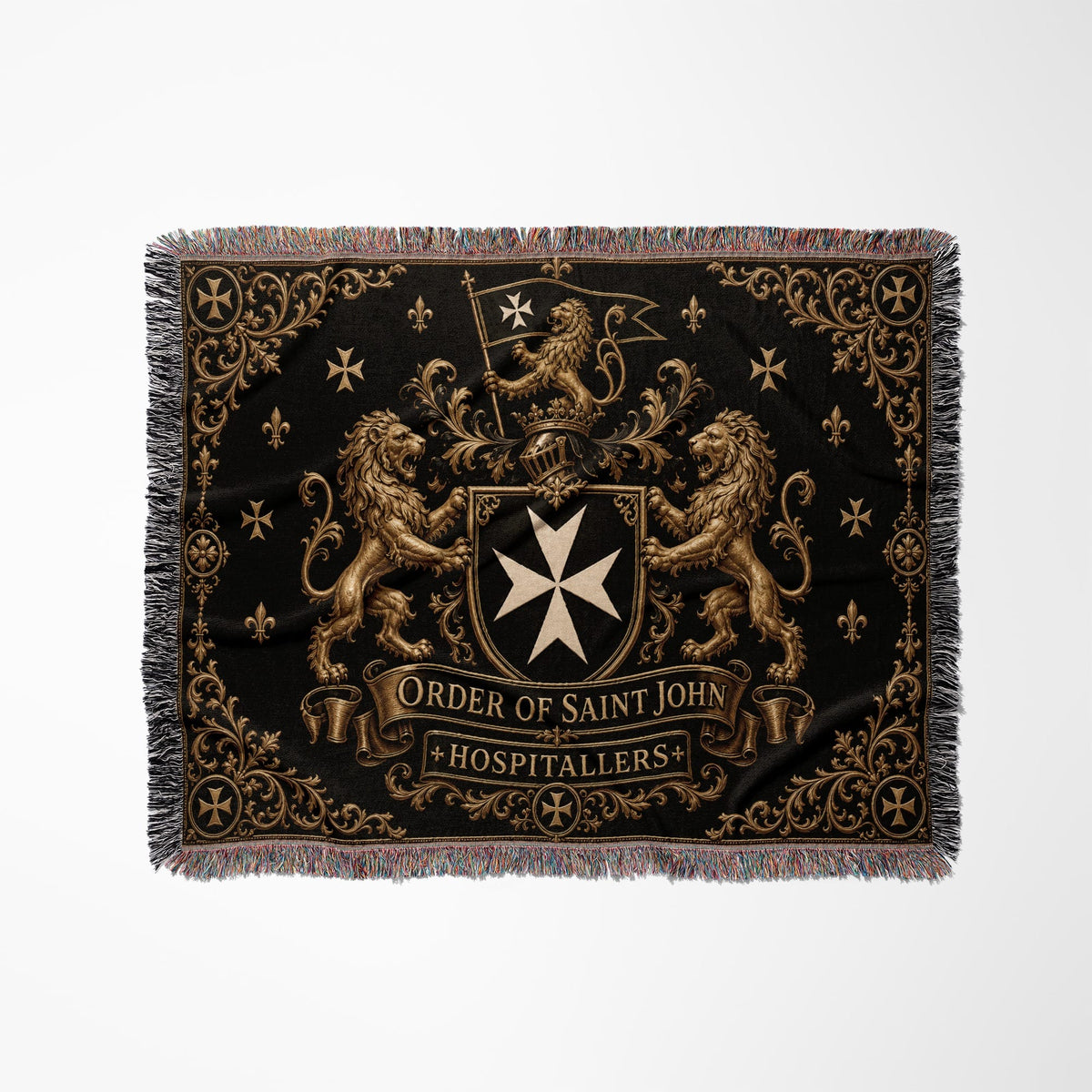 CalmNestStyle Order of Saint John Hospitallers Gold Banner Crest Woven Blanket jacquard woven blanket