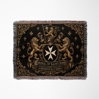 CalmNestStyle Order of Saint John Hospitallers Gold Banner Crest Woven Blanket jacquard woven blanket