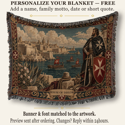 CalmNestStyle Hospitaller Knight Guarding the Harbor of Malta Woven Blanket jacquard woven blanket