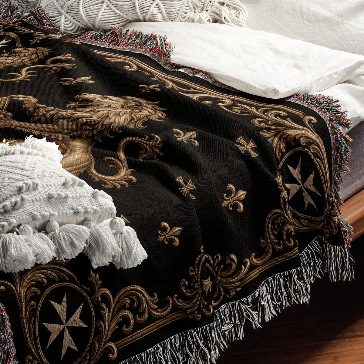 CalmNestStyle Order of Saint John Hospitallers Corner Cross Crest Woven Blanket jacquard woven blanket