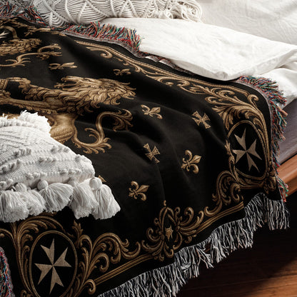 CalmNestStyle Order of Saint John Hospitallers Corner Cross Crest Woven Blanket jacquard woven blanket