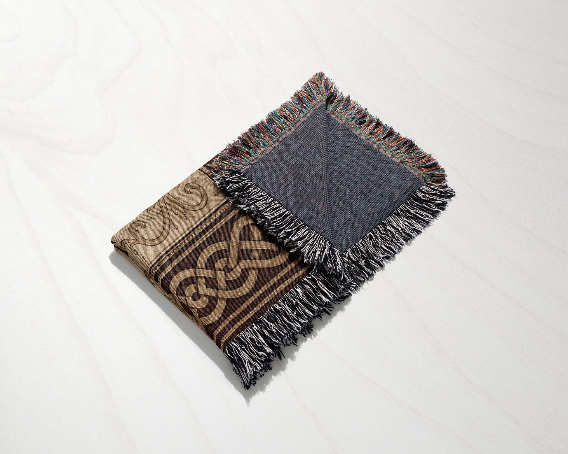 MyDesigns Medieval Tapestry Blanket – Non Nobis Domine Jerusalem Cross Woven Throw, Parchment Gold jacquard woven blanket