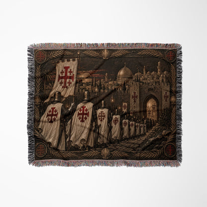MyDesigns Jerusalem Cross Banners – The Torchlit Gate jacquard woven blanket