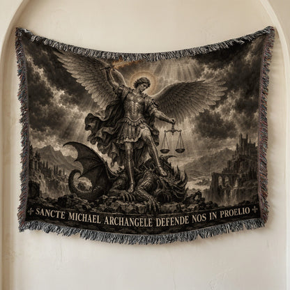 CalmNestStyle Saint Michael Defend Us in Battle jacquard woven blanket