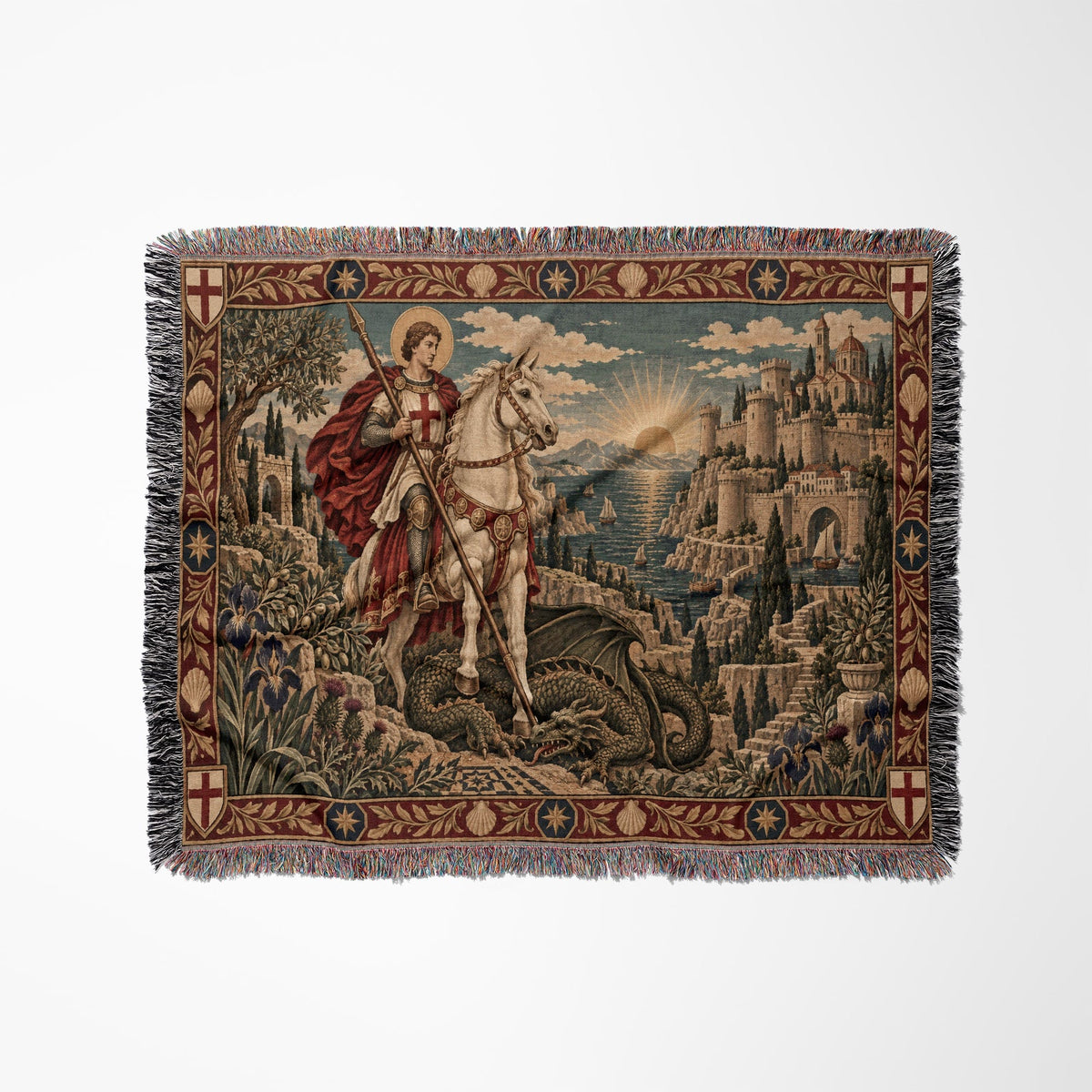 CalmNestStyle Saint George Sunset Over the Sea jacquard woven blanket
