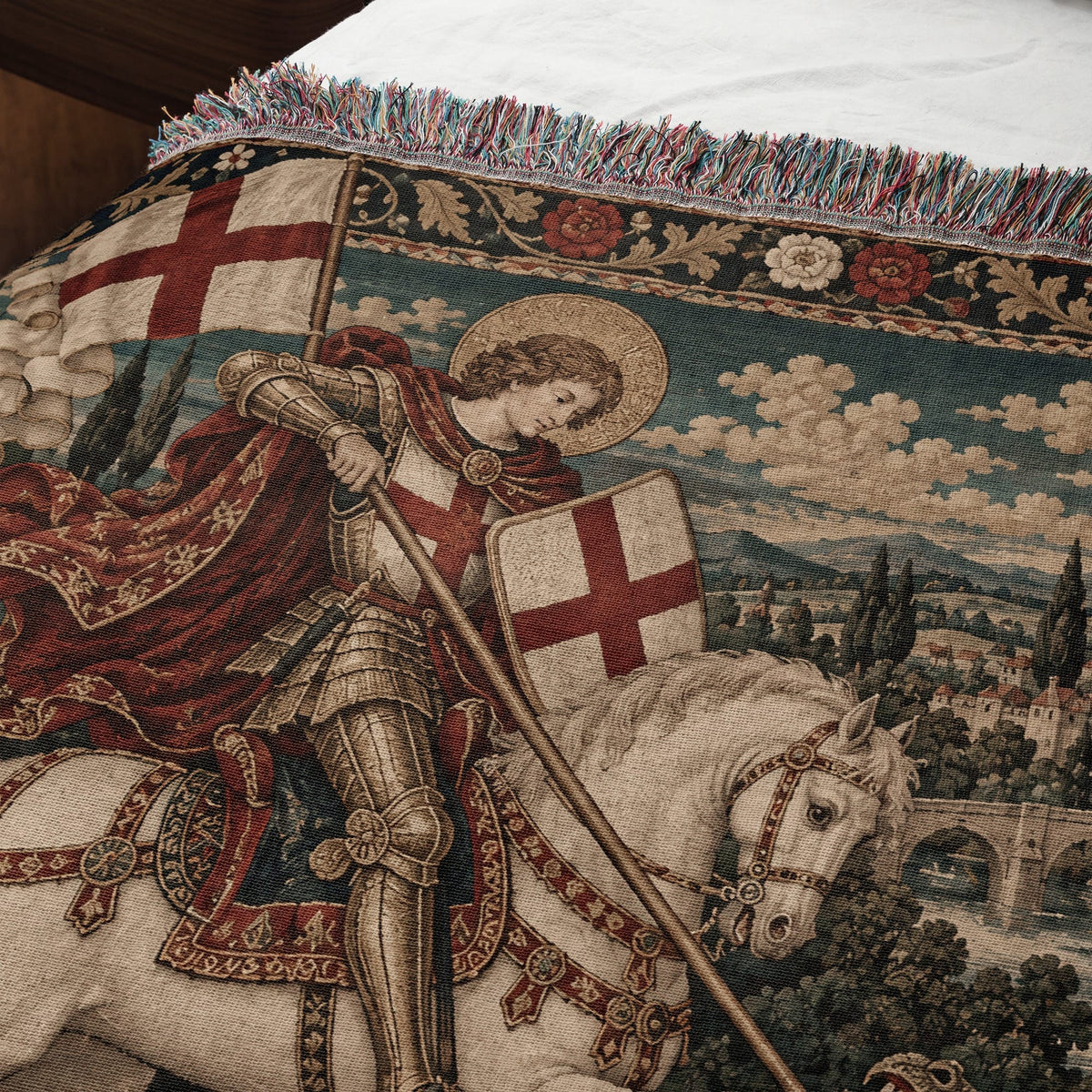 CalmNestStyle Saint George The Red Cross Banner jacquard woven blanket