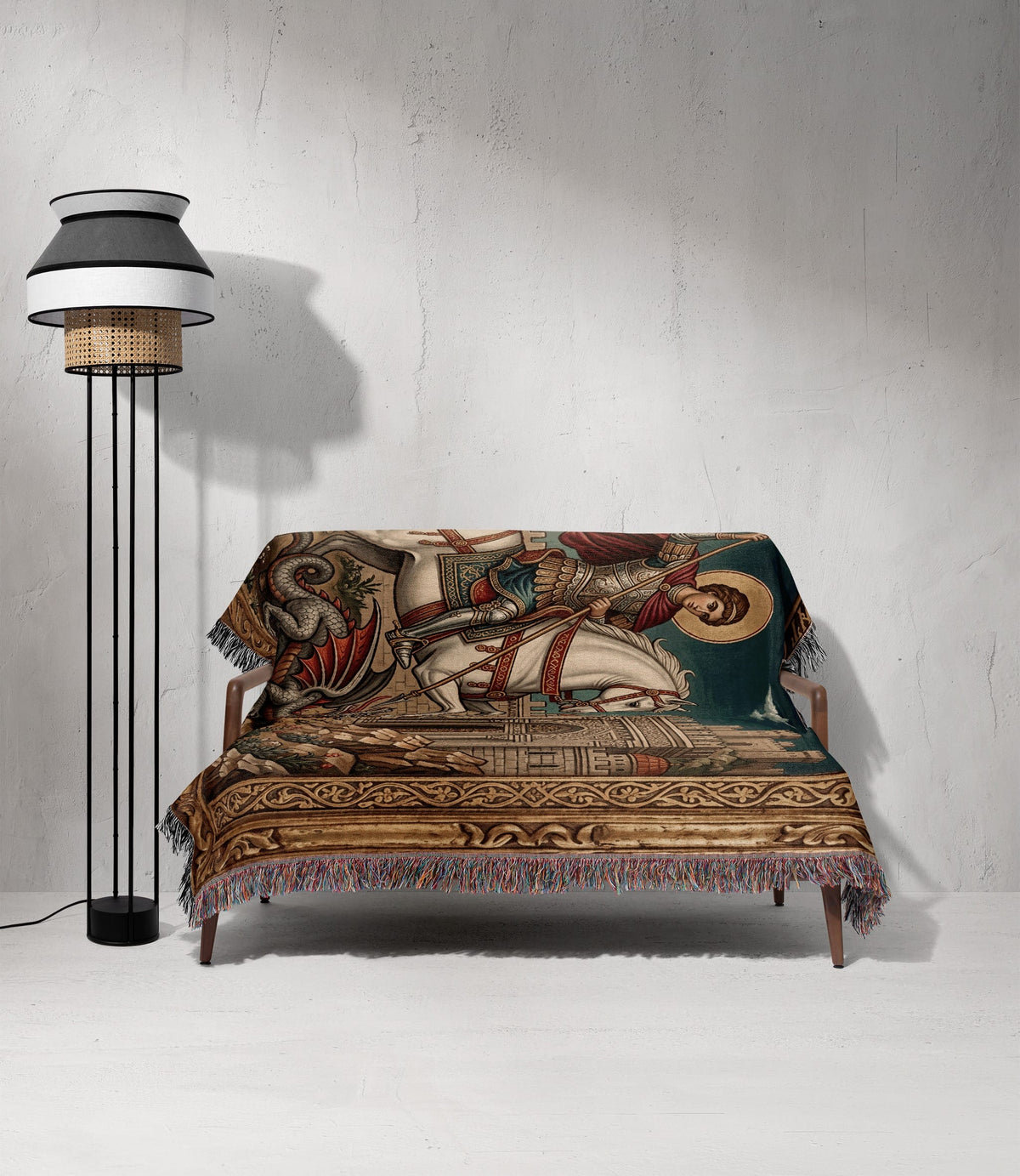 CalmNestStyle Saint George Gilded Icon jacquard woven blanket
