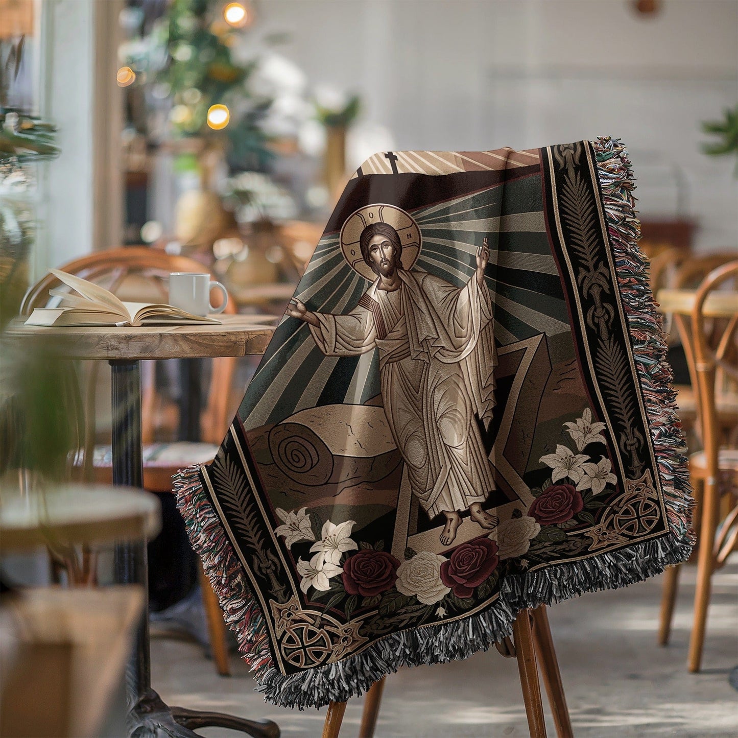 Elegant Christian Themed Throw Blanket for Home Decor