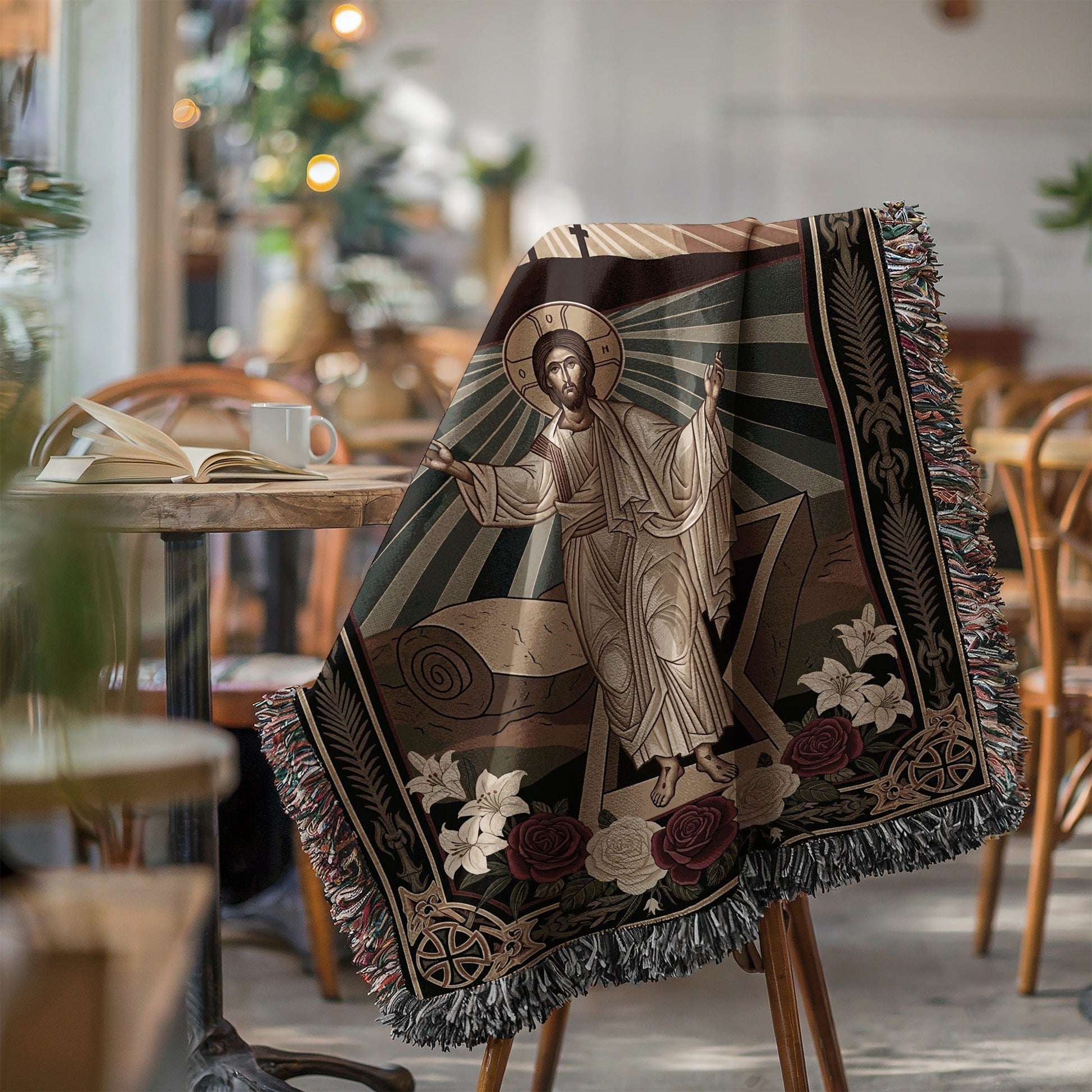 Elegant Christian Themed Throw Blanket for Home Decor