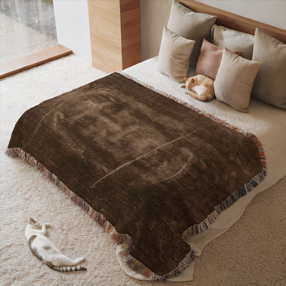 Cozy Cat-Themed Decorative Fringe Blanket