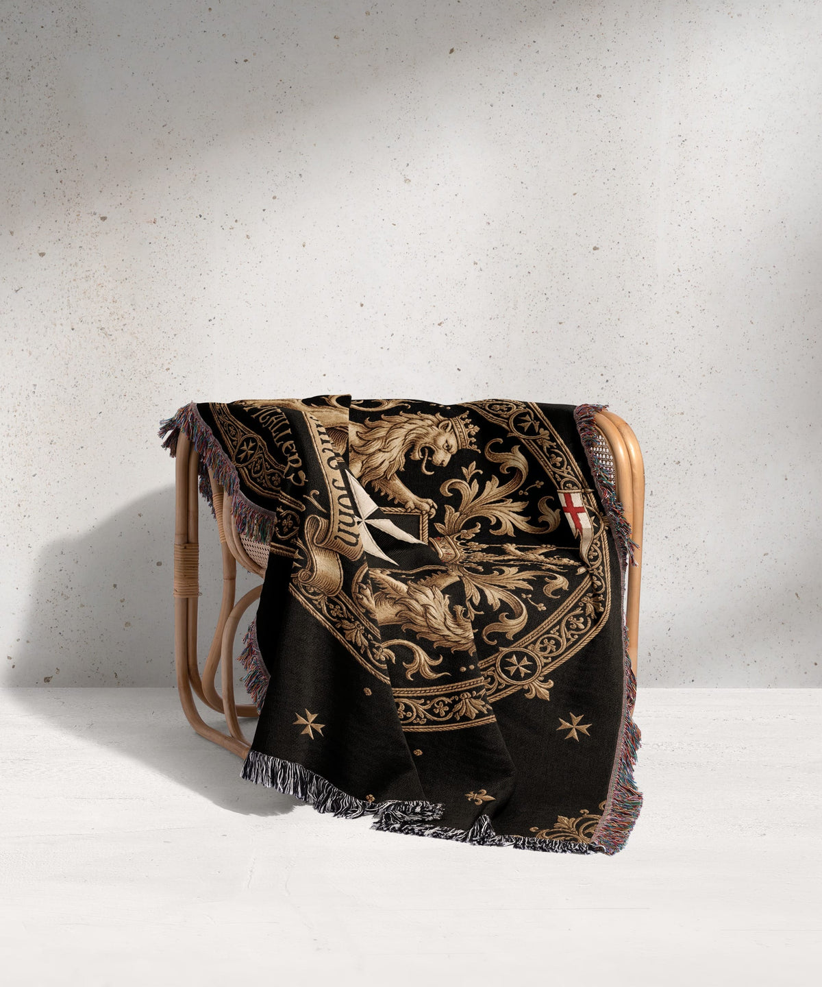 CalmNestStyle Order of Saint John Medallion Crest Red Cross Flag Woven Blanket jacquard woven blanket