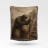 Knight Praying with Sword Near Tent and Arrow Templar Woven Blanket