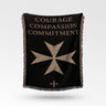 Courage Compassion Commitment Hospitaller Woven Blanket