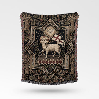 CalmNestStyle Heritage Lamb & Dove Woven Blanket jacquard woven blanket