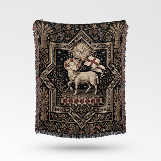 CalmNestStyle Heritage Lamb & Dove Woven Blanket jacquard woven blanket