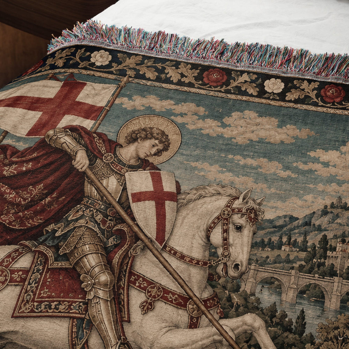 CalmNestStyle Saint George Under the English Flag jacquard woven blanket