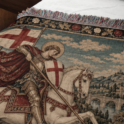 CalmNestStyle Saint George Under the English Flag jacquard woven blanket