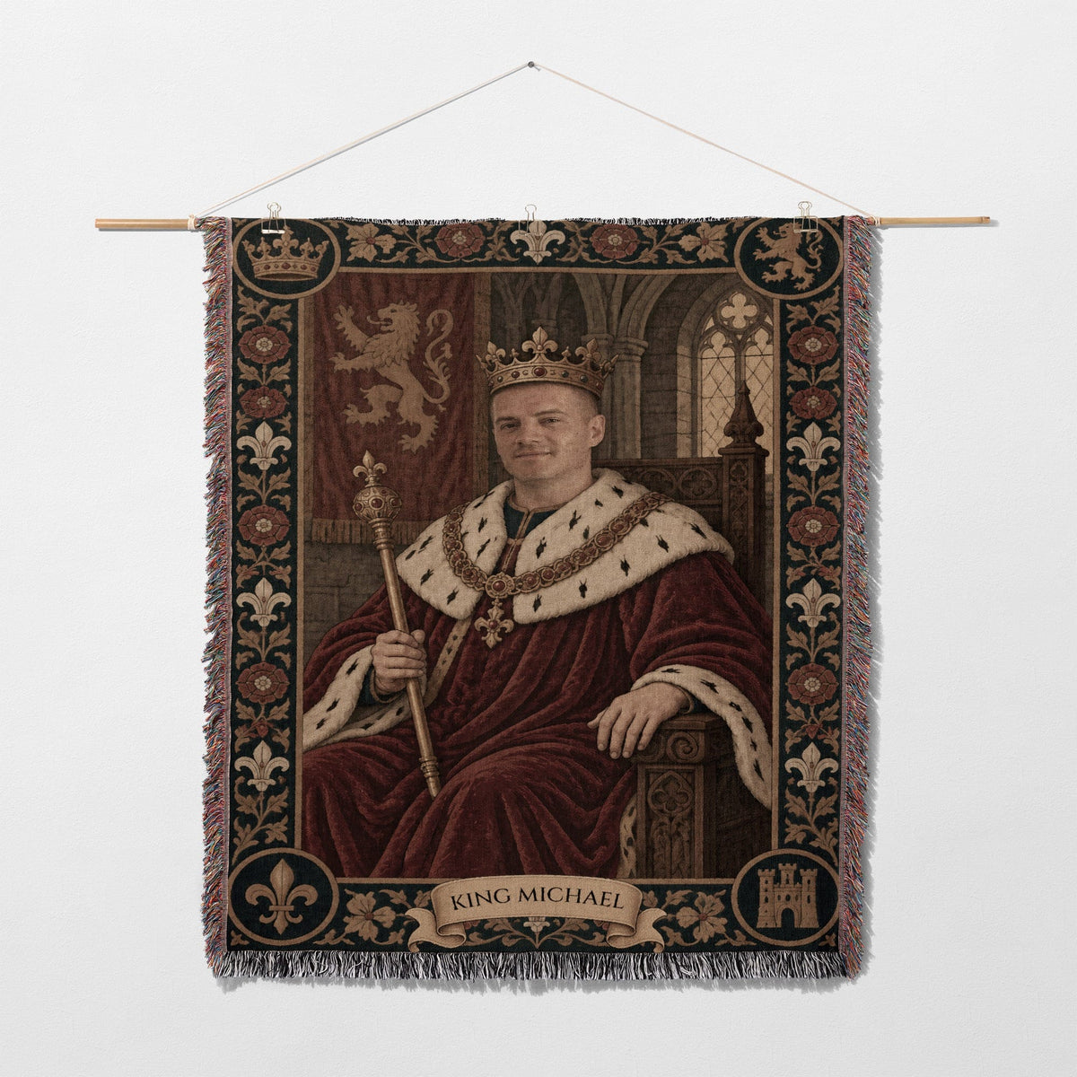 MyDesigns The Crowned King I Your Portrait, Woven jacquard woven blanket