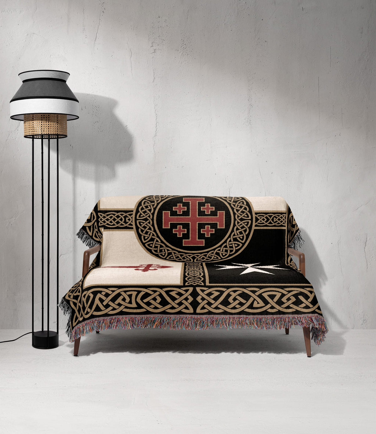 MyDesigns Crusader Orders Medieval Blanket – Santiago Templar Hospitaller Teutonic Woven Throw jacquard woven blanket