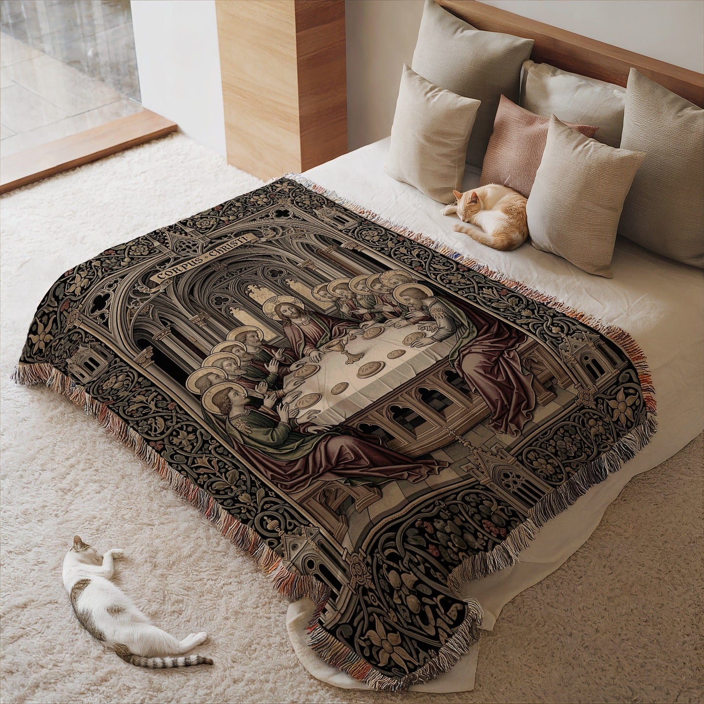 Elegant Tapestry Blanket with Historic Church Design