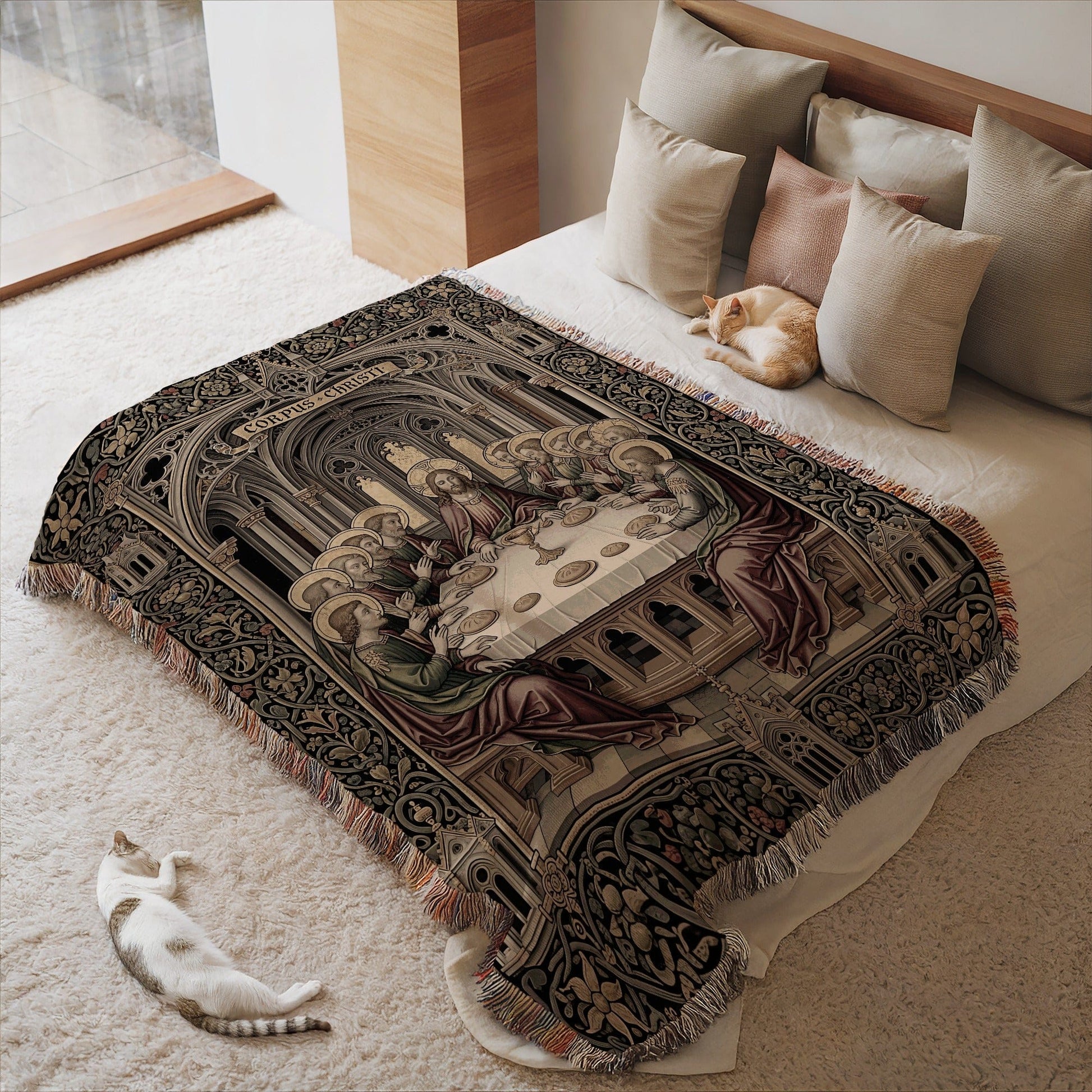 Elegant Tapestry Blanket with Historic Church Design
