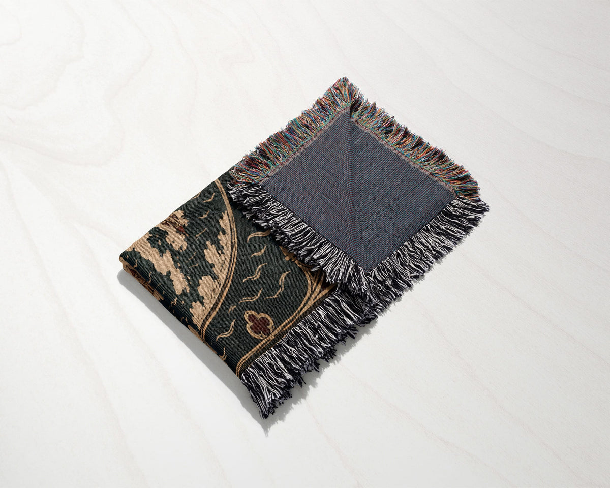 CalmNestStyle Mappa Mundi I Crowned Jerusalem jacquard woven blanket