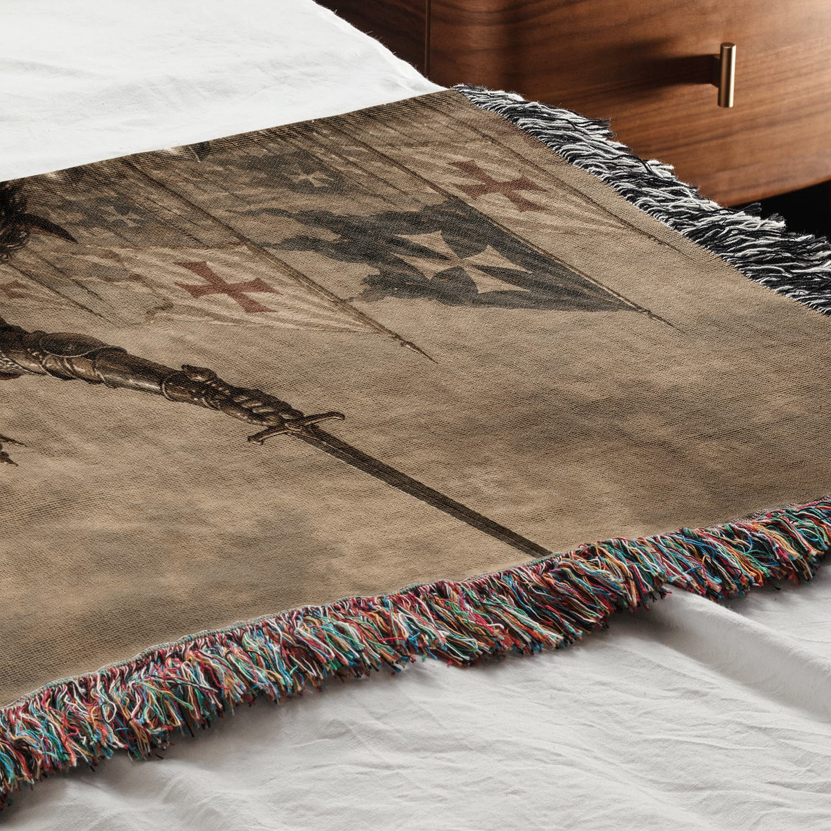 MyDesigns Medieval Knight Tapestry Blanket – Crusader King Charge Woven Throw jacquard woven blanket