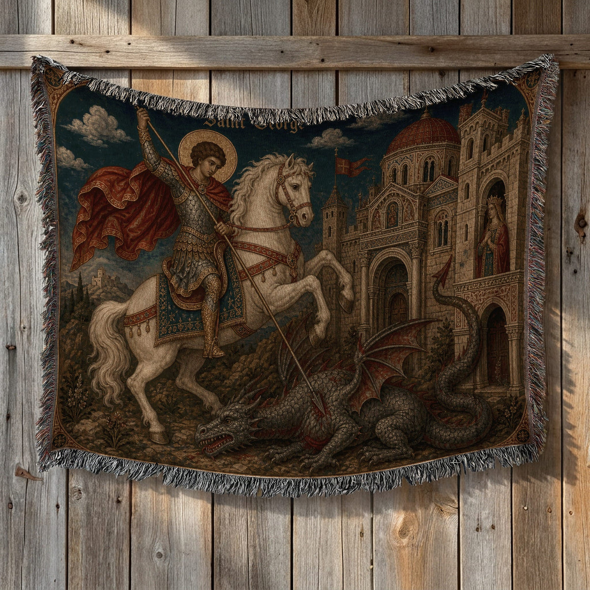 CalmNestStyle Saint George The Arched Icon jacquard woven blanket