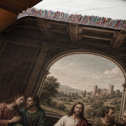 MyDesigns Last Supper Tapestry Blanket – Family Name Scroll, Woven Cotton Wall Hanging jacquard woven blanket