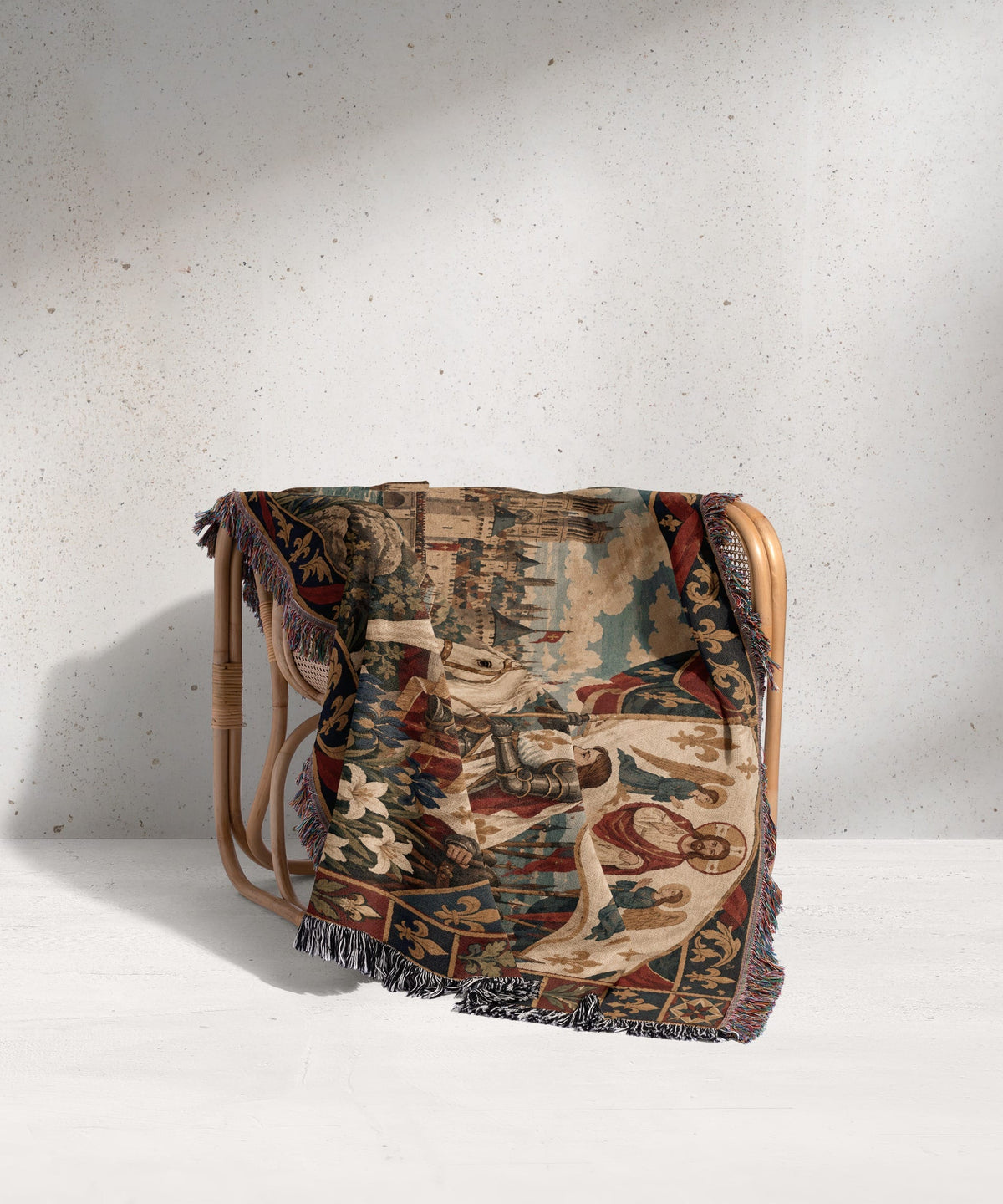 CalmNestStyle Joan of Arc and the Lily Banner jacquard woven blanket