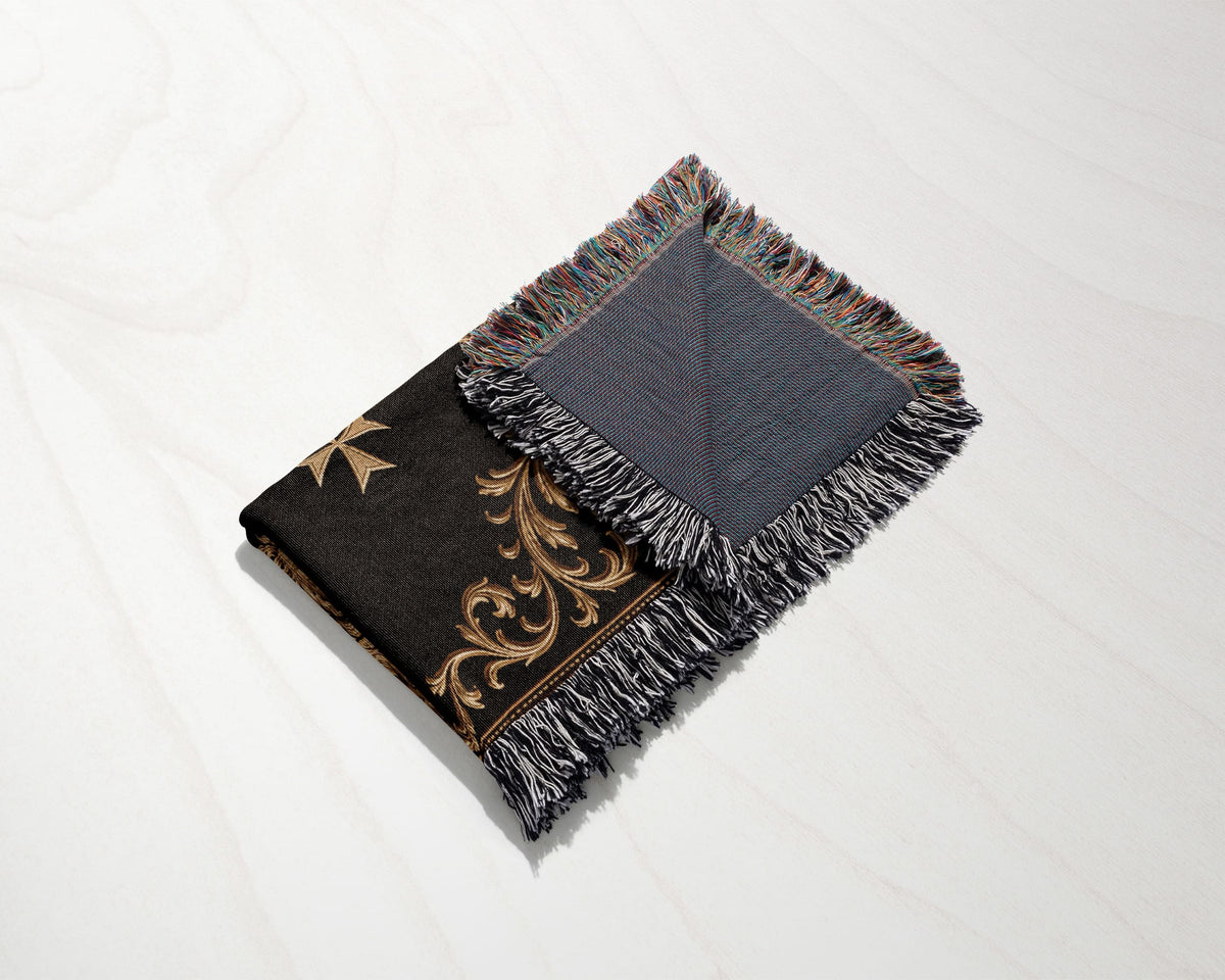 CalmNestStyle Order of Saint John Hospitallers Gold Banner Crest Woven Blanket jacquard woven blanket