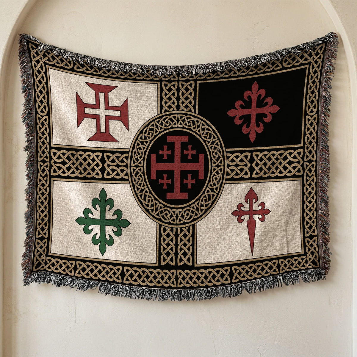 MyDesigns Medieval Blanket – Order of Christ, Calatrava, Alcantara & Santiago Woven Throw jacquard woven blanket