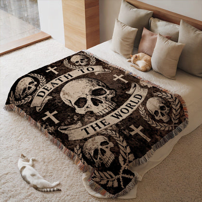 Death To The World Skull Blanket for Cozy Nights