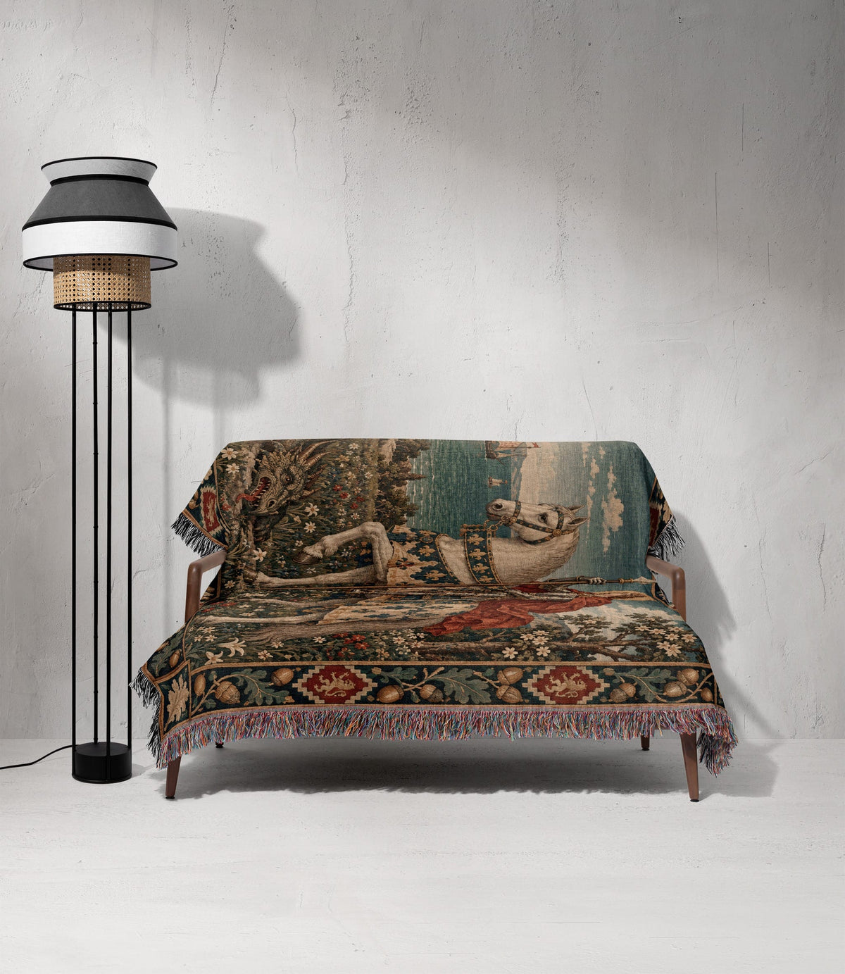 CalmNestStyle Saint George Guardian at Dawn jacquard woven blanket