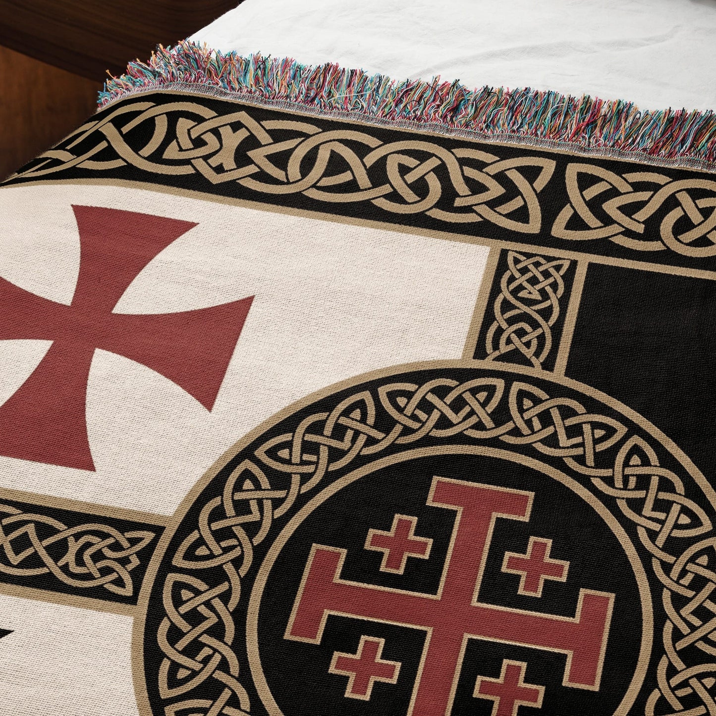 MyDesigns Crusader Orders Medieval Blanket – Santiago Templar Hospitaller Teutonic Woven Throw jacquard woven blanket