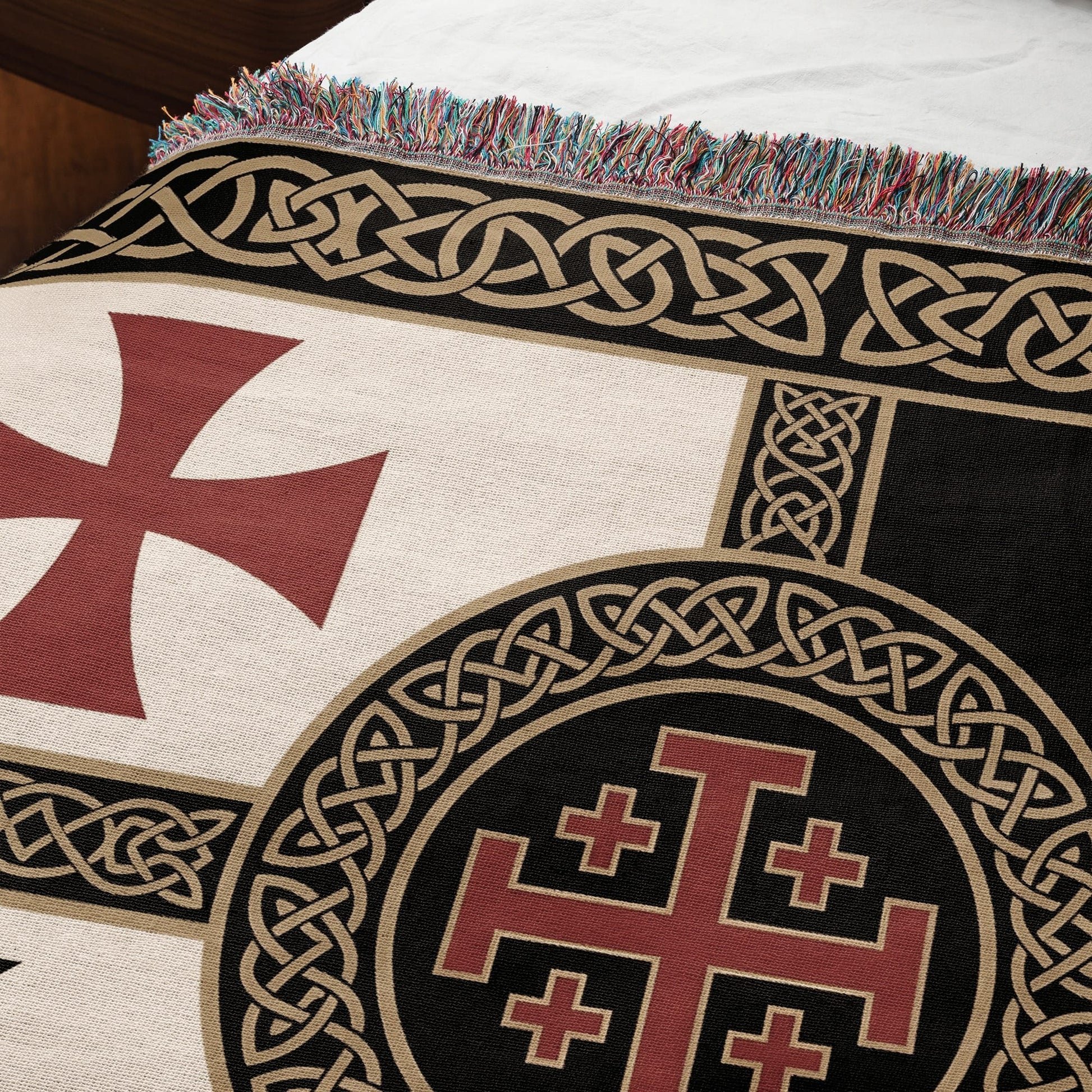 MyDesigns Crusader Orders Medieval Blanket – Santiago Templar Hospitaller Teutonic Woven Throw jacquard woven blanket