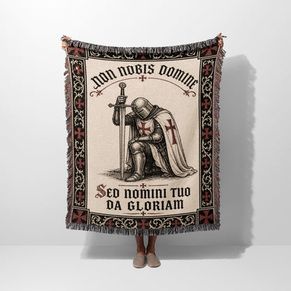 CalmNestStyle Non Nobis Domine Templar Knight Woven Blanket jacquard woven blanket