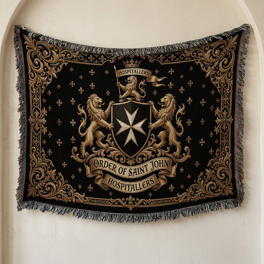CalmNestStyle Order of Saint John Hospitallers Baroque Frame Crest Woven Blanket jacquard woven blanket