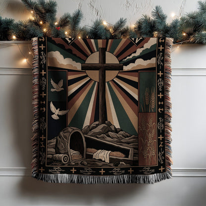 Religious Cross and Symbols Scene Wall Tapestry