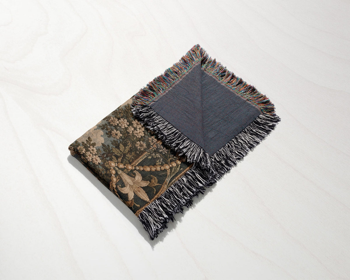 CalmNestStyle Our Lady of the Rosary jacquard woven blanket
