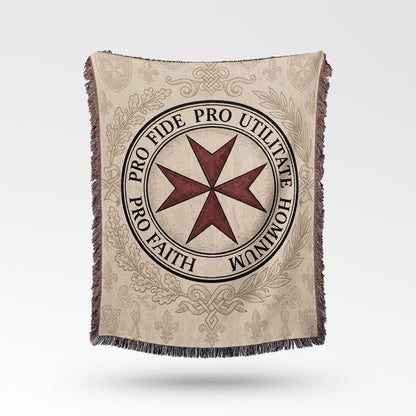 CalmNestStyle Pro Fide Pro Utilitate Hominum Seal Sepia Woven Blanket jacquard woven blanket