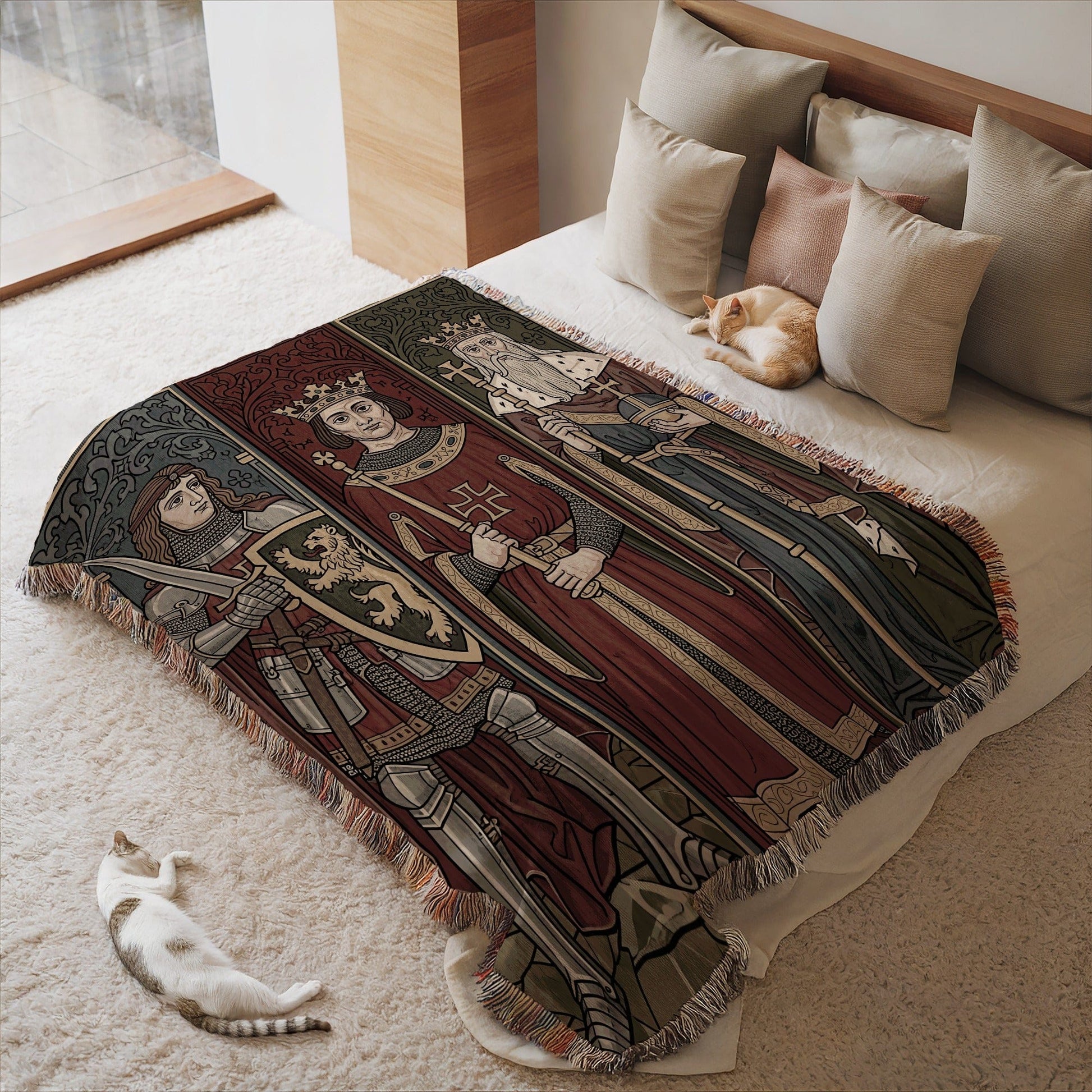 Medieval Knight and Royalty Scene Themed Blanket