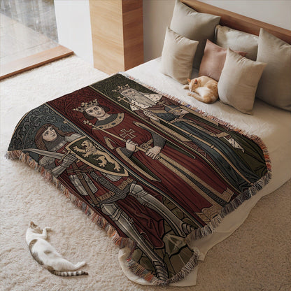 Medieval Knight and Royalty Scene Themed Blanket
