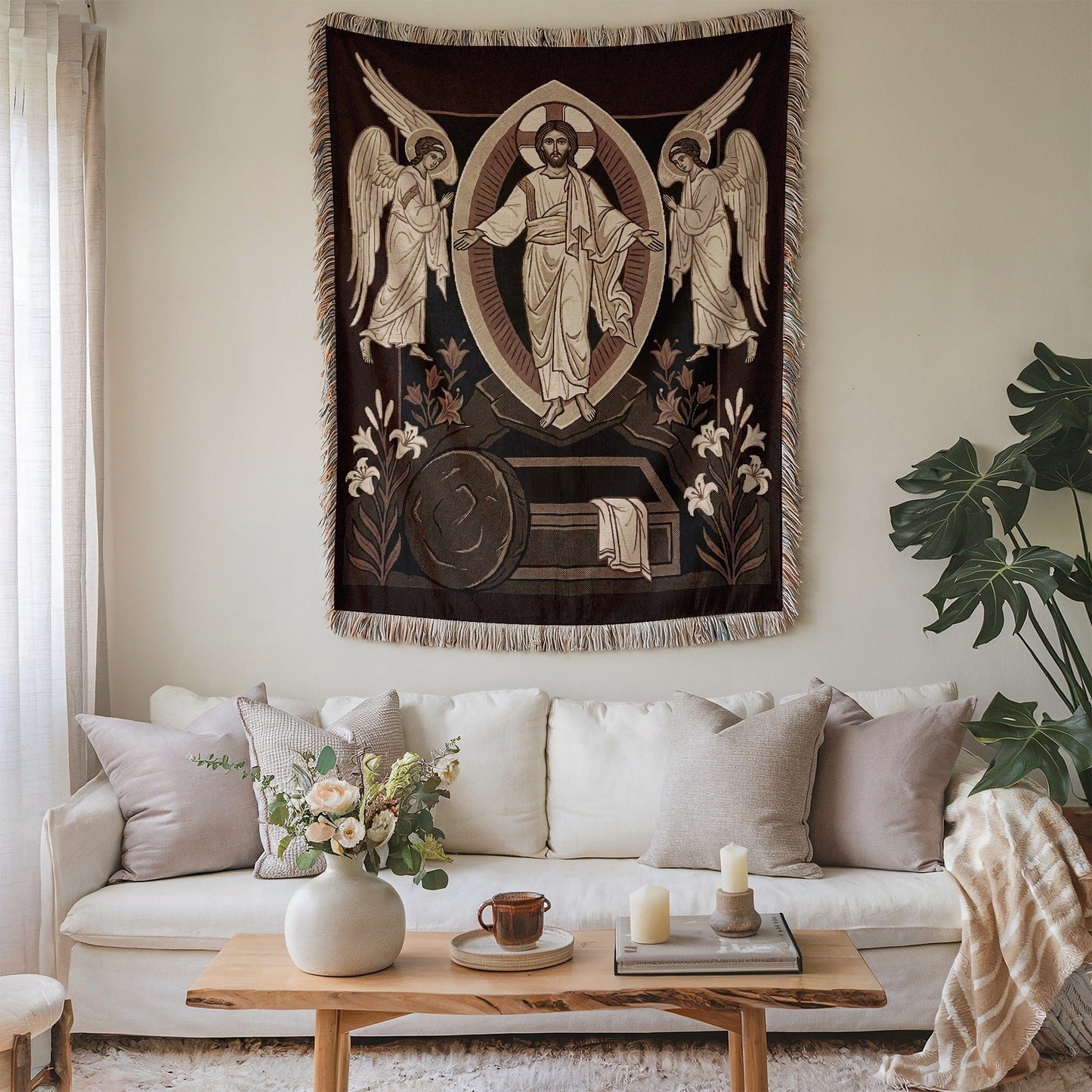 Religious Themed Tapestry with Resurrection Scene